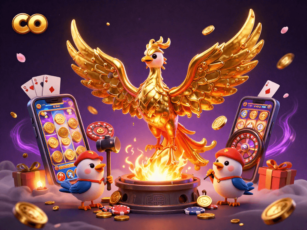 Experience thrilling gameplay at co, where a molten phoenix emerges in a vibrant casino scene.
