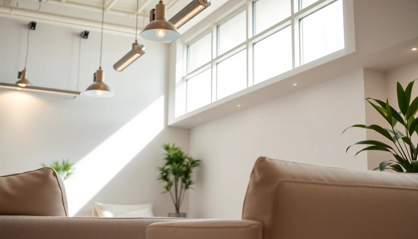 Sleek illumination enhancing modern interior design with stylish lighting fixtures.