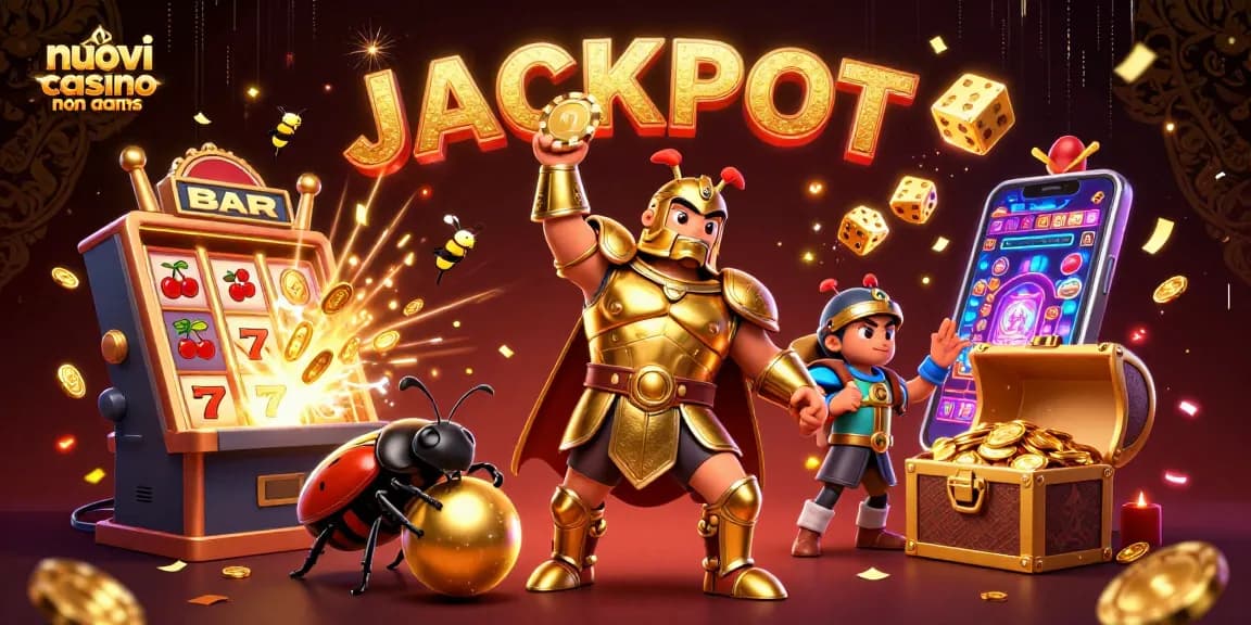 Vinci nei nuovi casino non AAMS con una scena ricca di elementi come jackpot e animazioni vivaci.