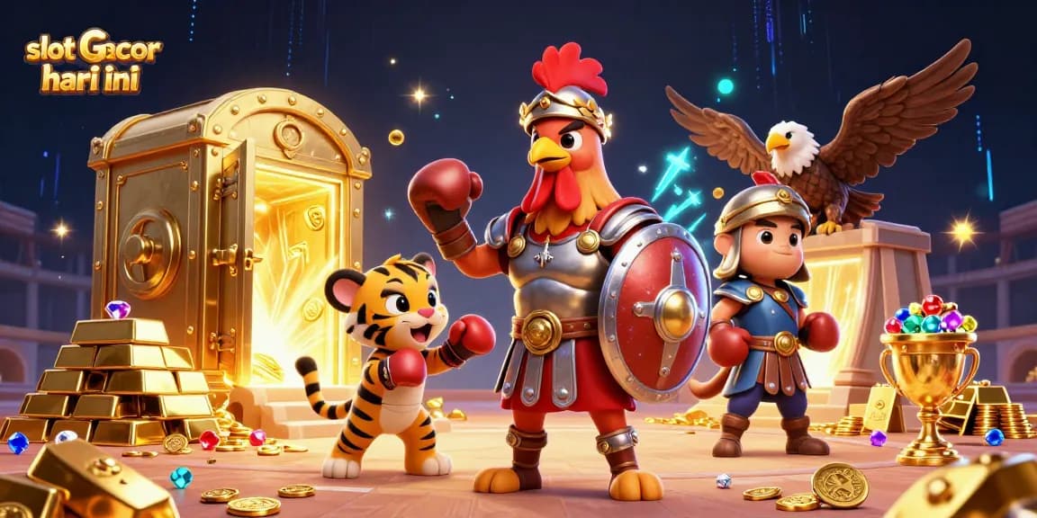 Play vibrant slot gacor hari ini featuring exciting wins and treasure scatter elements in a dynamic casino scene.