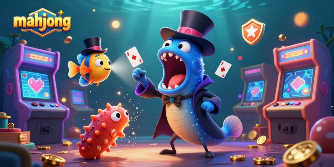 Play mahjong in a vibrant underwater casino with illuminated characters and magical elements.