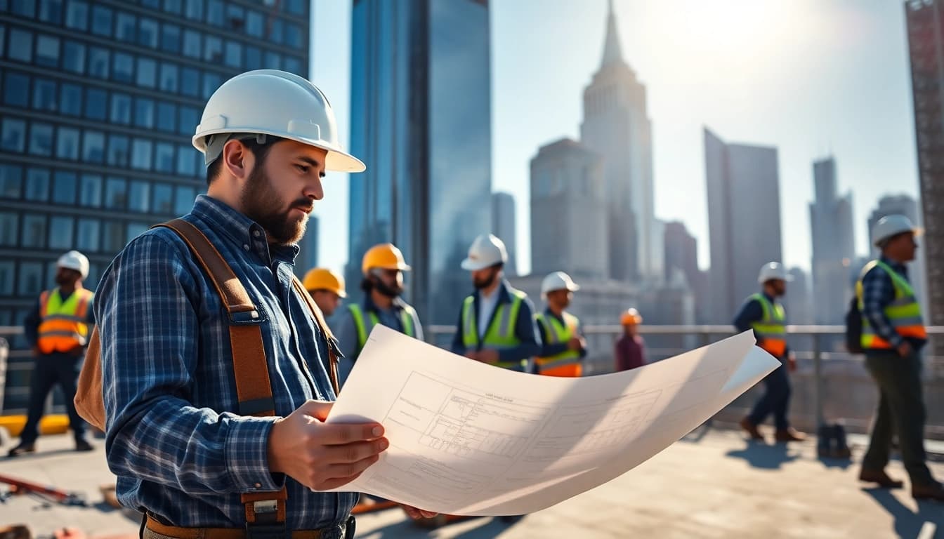 New York City General Contractor overseeing a project at a busy construction site in NYC.