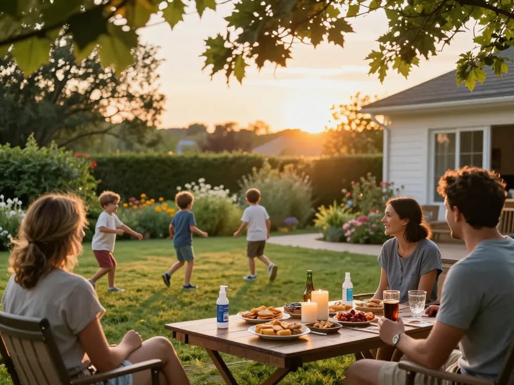 Family enjoying outdoor gathering with effective mosquito repellent products for protection.