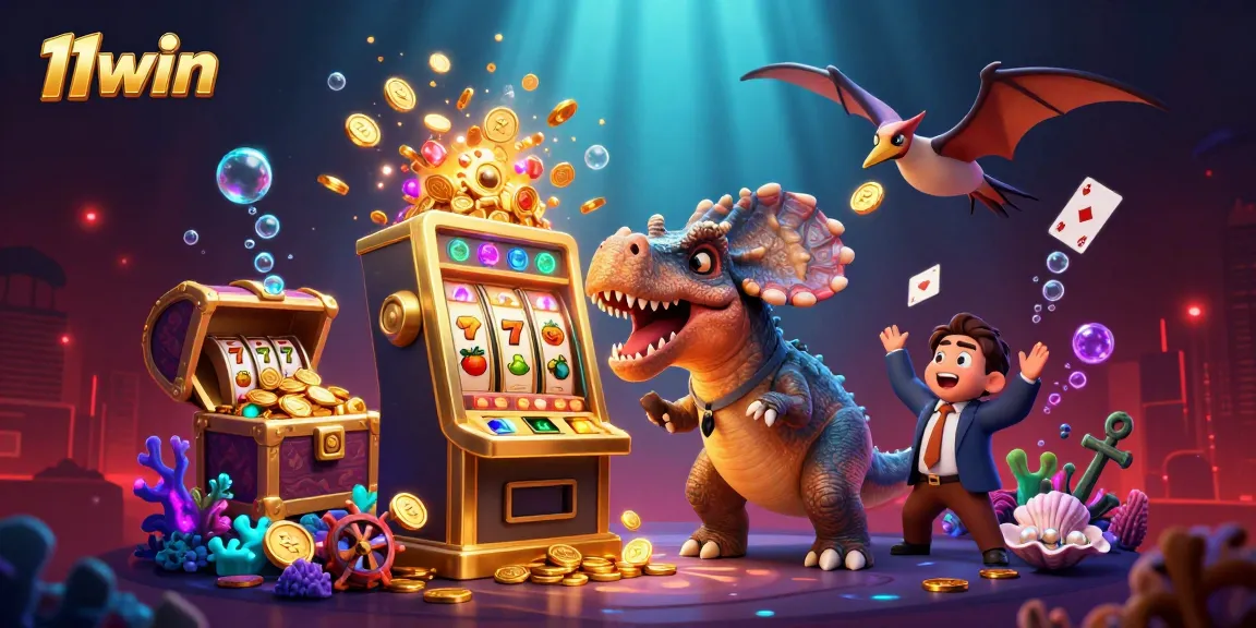 Experience a thrilling jackpot with 11win's unique 3D casino using colorful characters and vibrant elements.