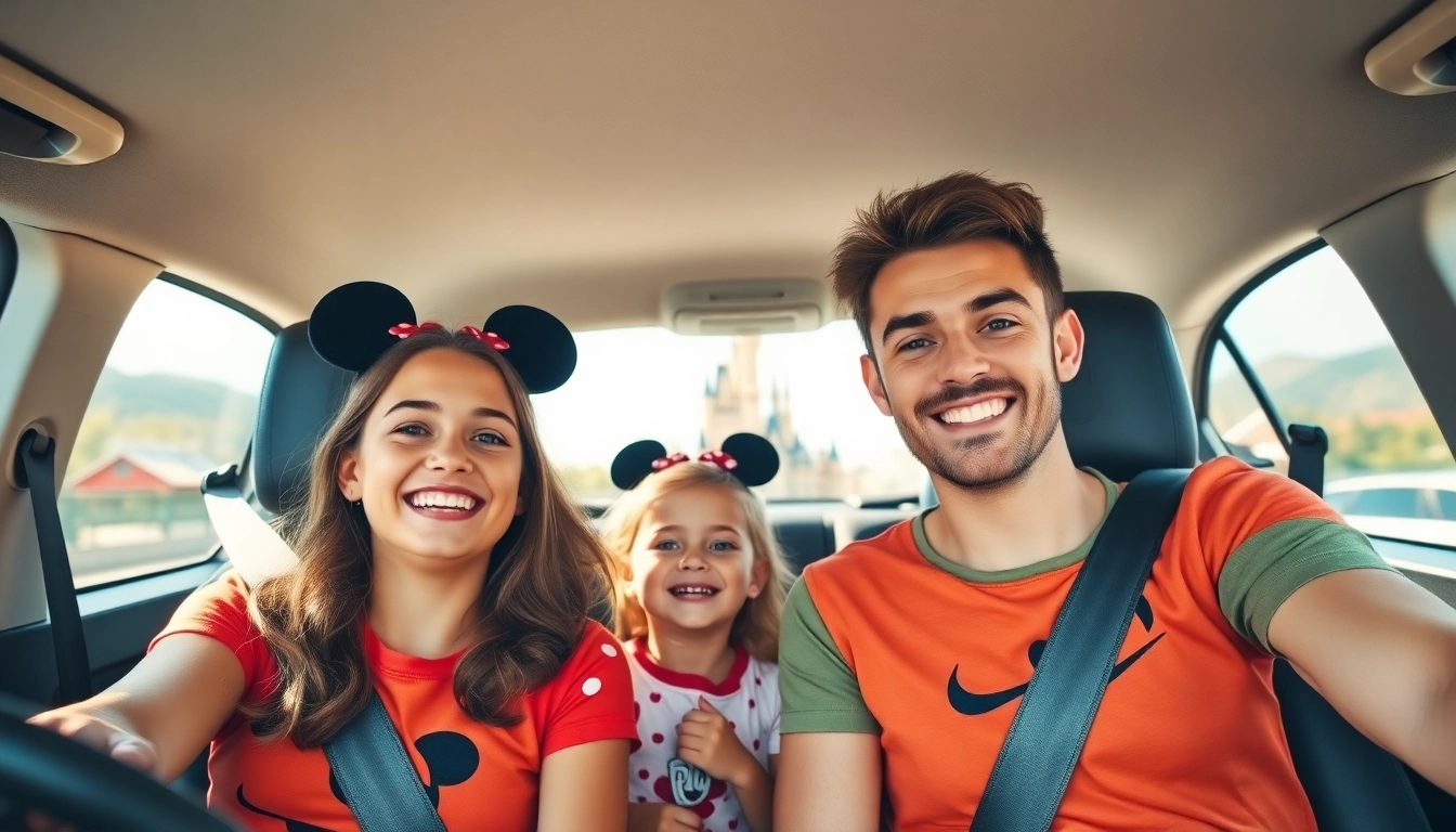Family enjoying a Beauvais Airport to Disney Transfer in a cheerful vehicle.