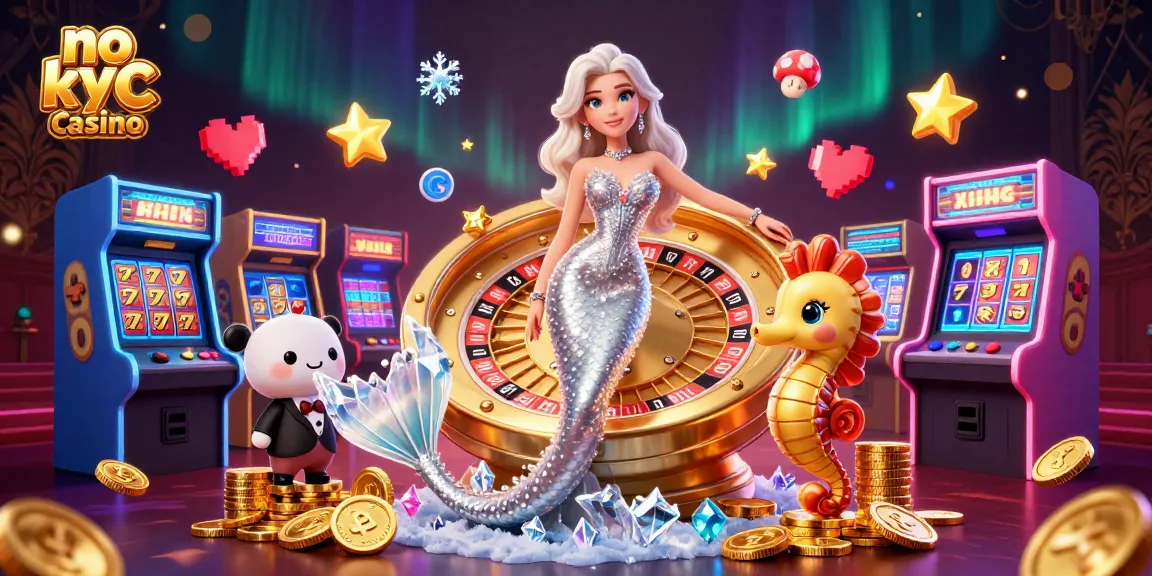 Scopri un'esperienza di gioco emozionante in un casinò no kyc che presenta una scena glamour di una donna con una ruota della roulette dorata.