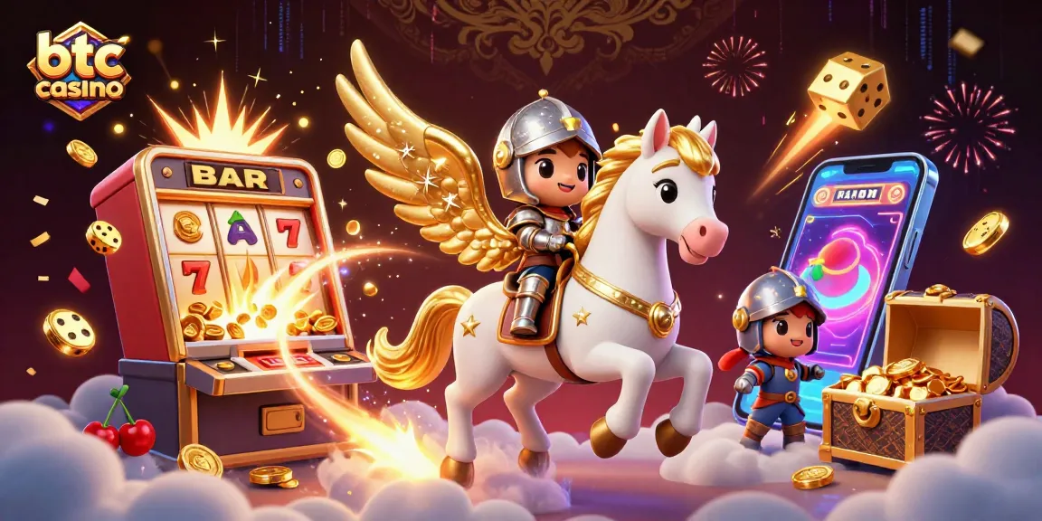 giochi e opportunità nei btc casino con un cavallo celestiale e monete d'oro volanti