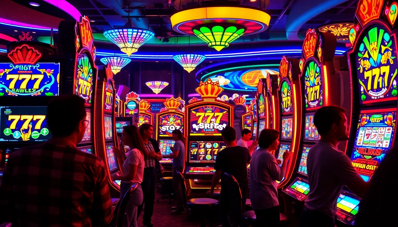 Menangkan slot 777 dengan berbagai mesin slot yang berwarna-warni dan suasana kasino yang meriah.