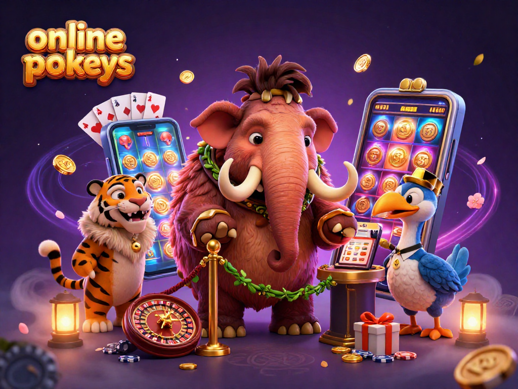 Experience online pokies excitement with 3D characters and dazzling casino elements in a vibrant atmosphere.