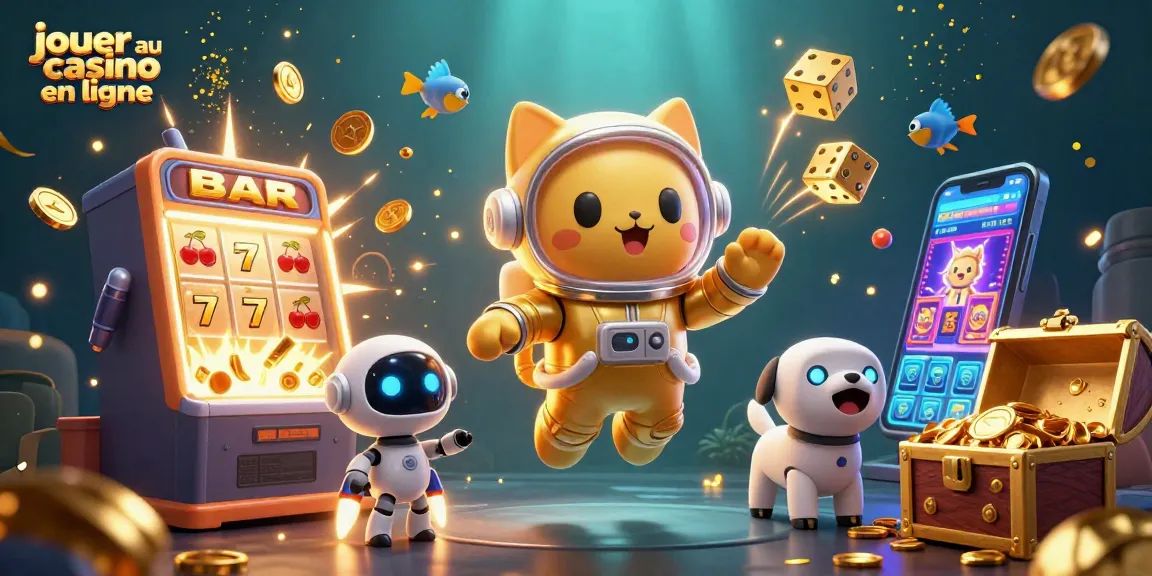 Jouer au casino en ligne avec un chat astronaute et un chien robot en pleine explosion de jackpot.