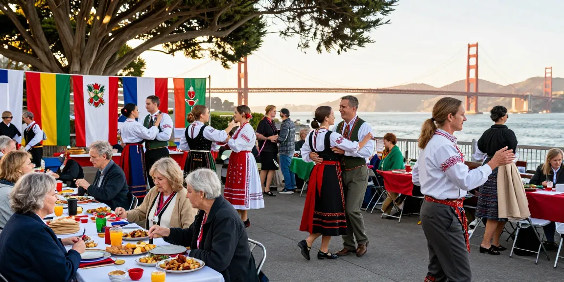 Community celebration at NAGA2000, showcasing Polish culture in San Francisco with traditional foods and dancing.