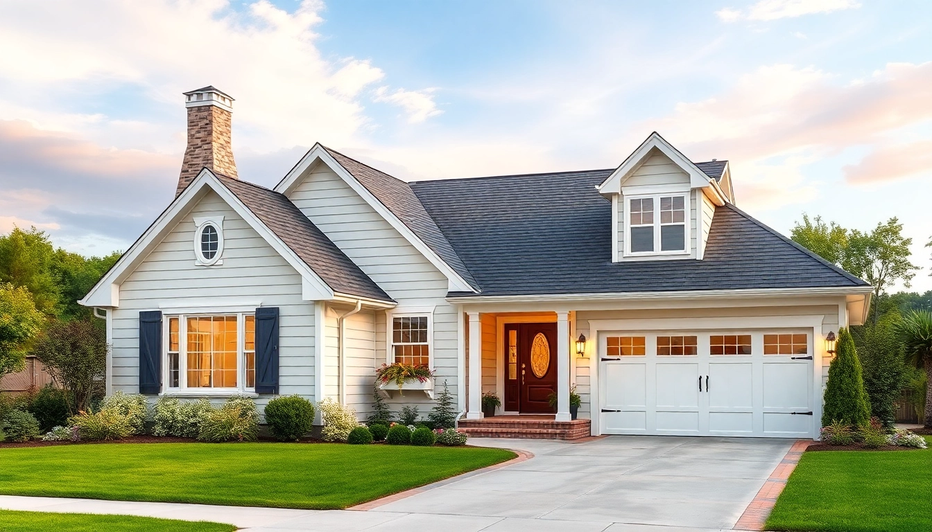 Modern cape cod home addition with an attached garage enhancing curb appeal.