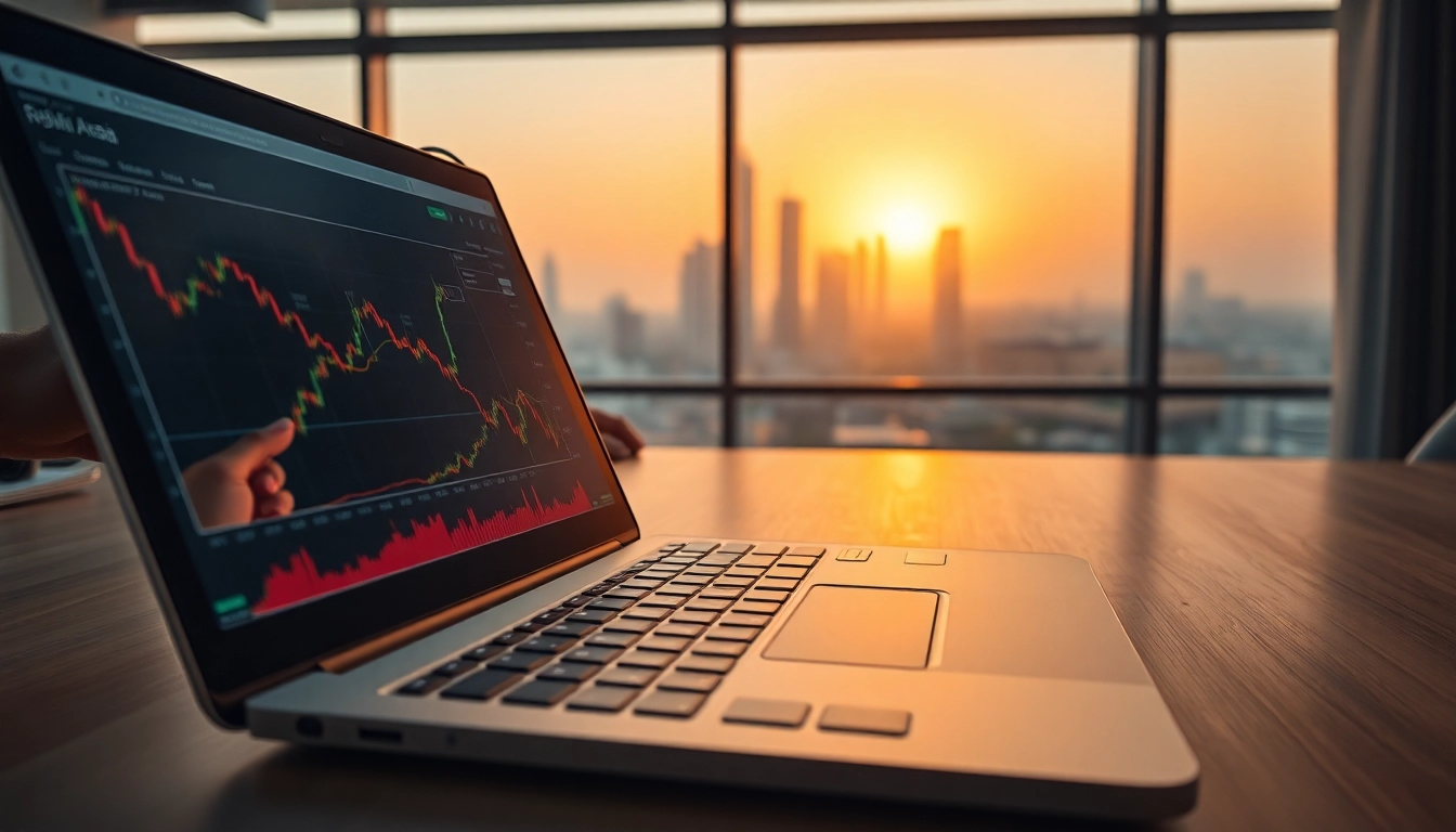 Engage in online equity trading In Saudi Arabia with diverse traders analyzing stock charts.
