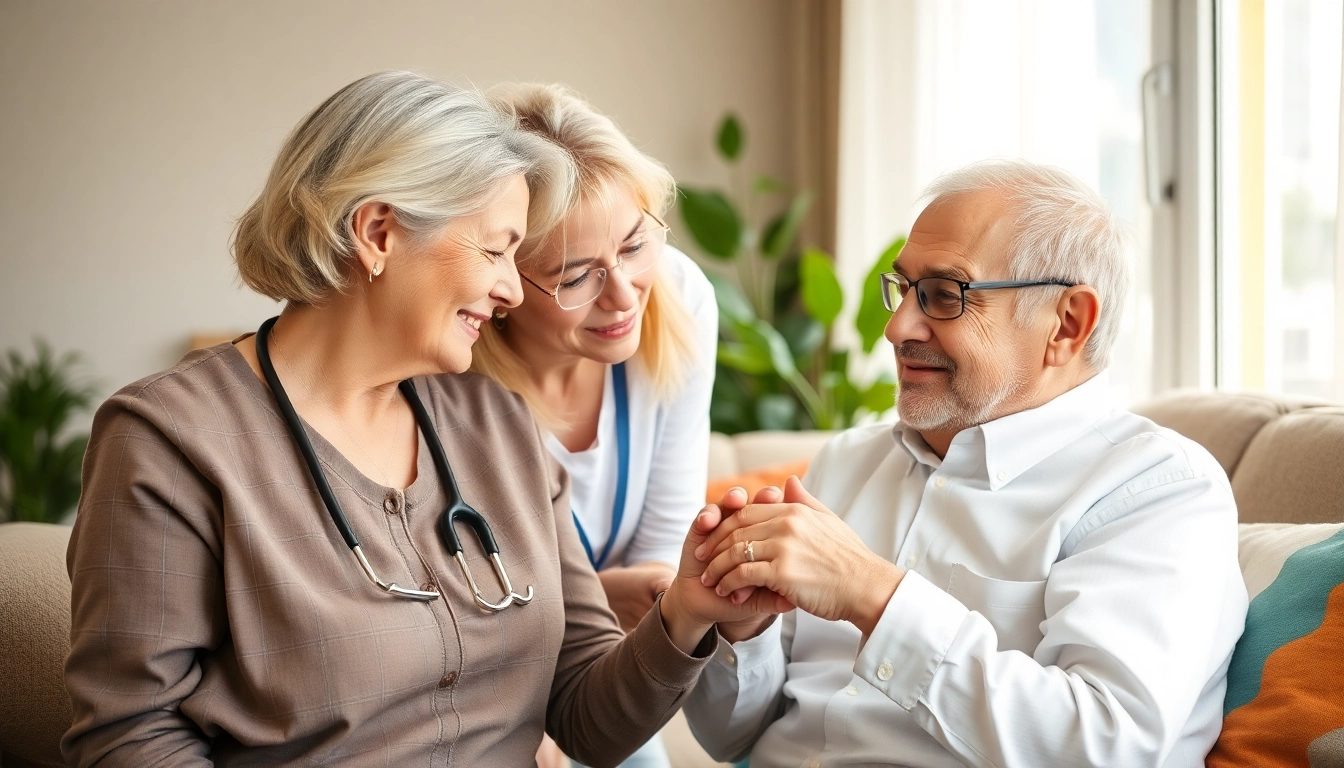 Enhancing at home health care through compassionate caregiver support in a cozy living room.