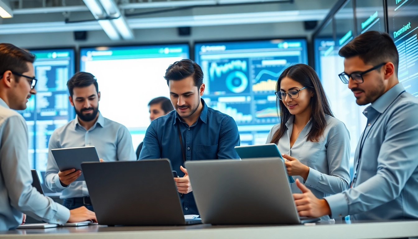 Managed IT services Lakeland team analyzing data in a modern office.