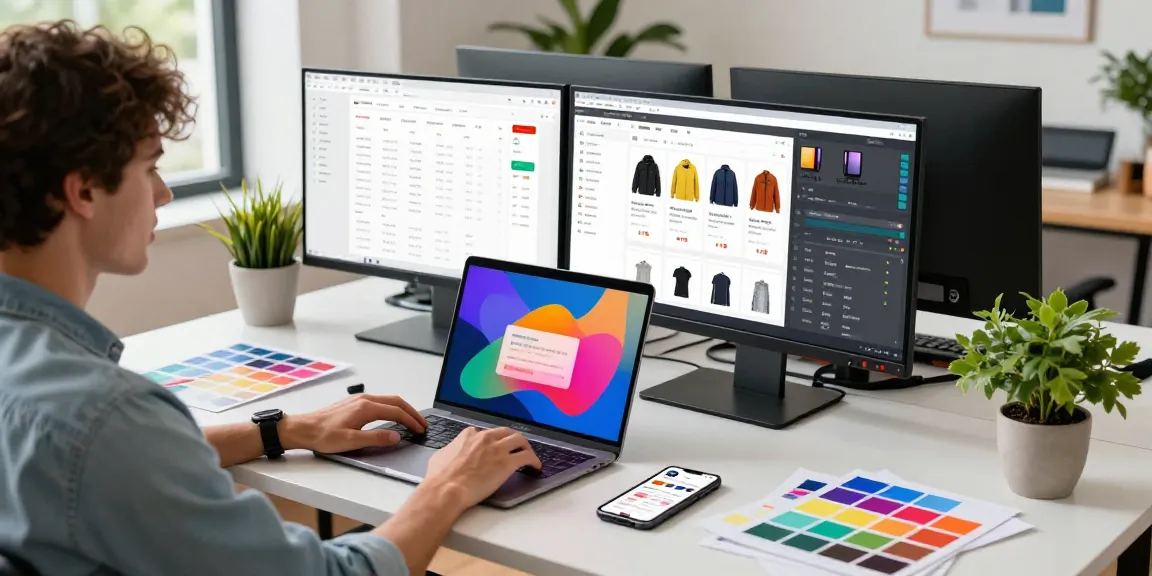 Dynamic workspace showcasing lenball168.com e-commerce analytics and design, highlighting productivity and creativity.