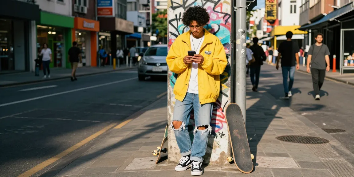 Exploring rokok88 daftar on a smartphone in urban streetwear style.