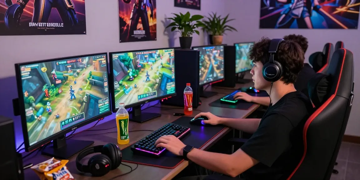 Engaging gaming experience showcasing rokok88 login on high-tech monitors with vibrant graphics.