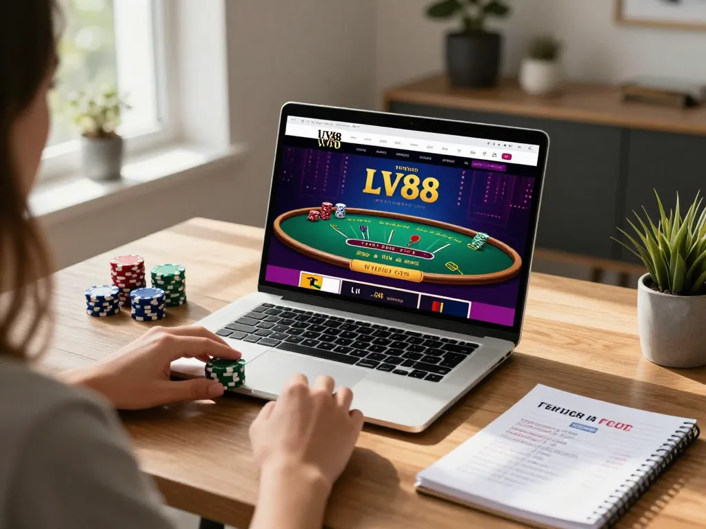 Player engaged in online blackjack at LV88 casino with strategic betting notes visible.