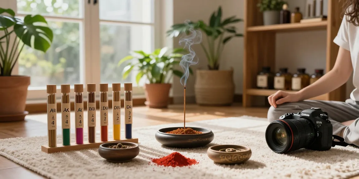 Best-powder-incense variety displayed in a peaceful home meditation setting with vibrant colors.
