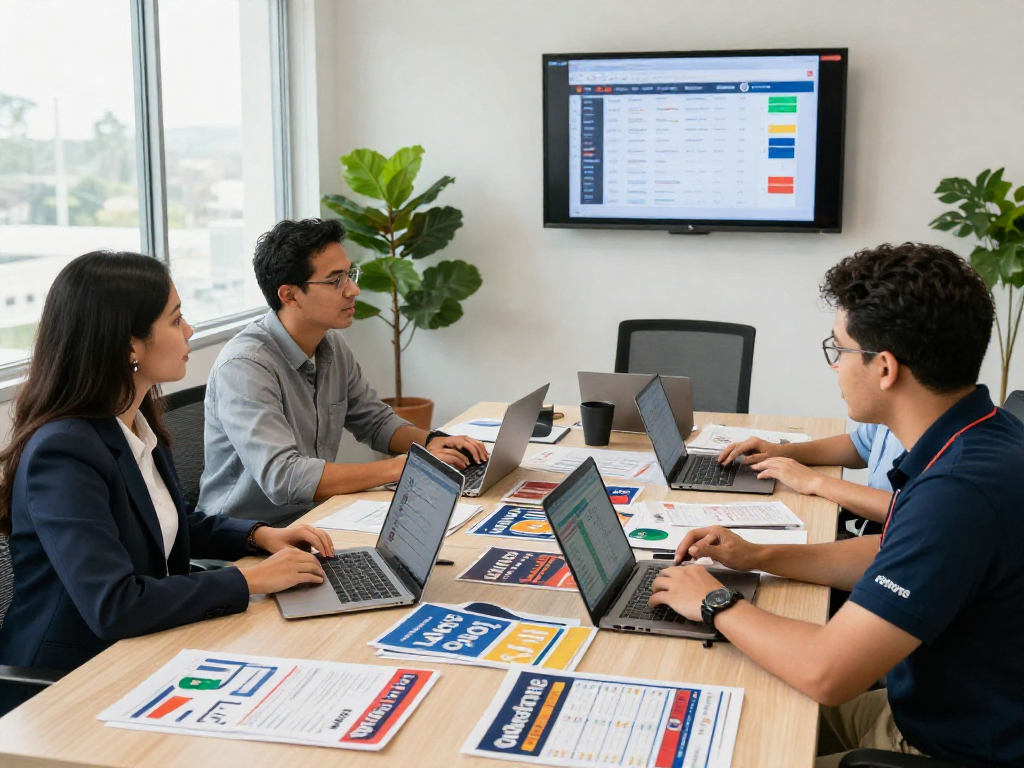 Team strategizing rapid response for campaigns in a dynamic office setting.