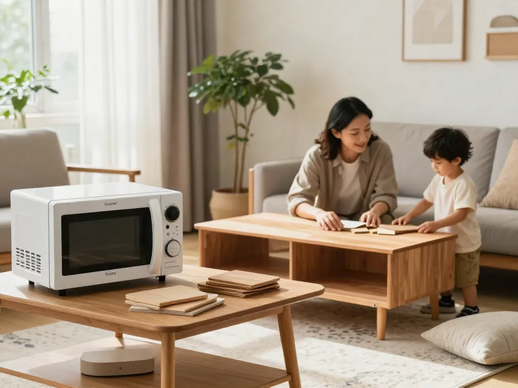 Shashel® microwave device in a cozy living room, highlighting complete wood pest elimination.
