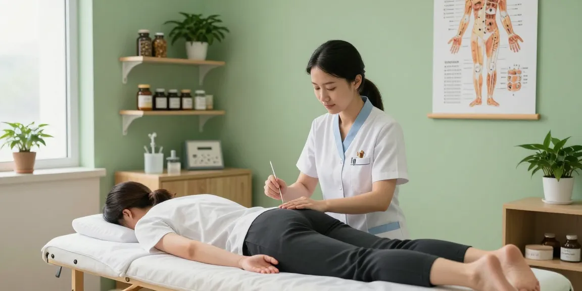 Acupuncture session at 수원교통사고한의원 showcasing effective healing methods for accident injuries.