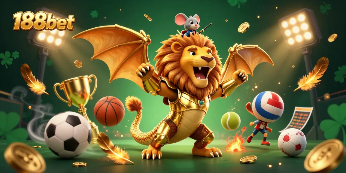 Experience exhilarating sports betting with 188bet in a vibrant 3D casino scene full of dynamic action.