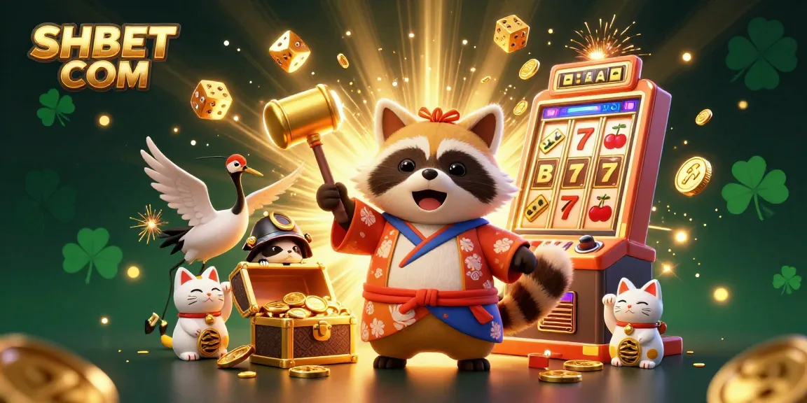 Join the excitement of SHBET COM with vibrant casino elements in a lively 3D illustration.