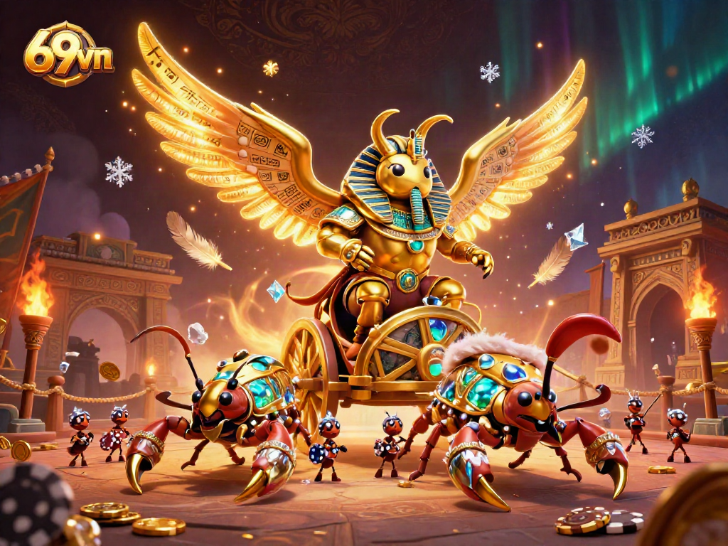 Experience thrilling gameplay at 69vn with a vibrant 3D casino illustration showcasing dynamic gaming elements.
