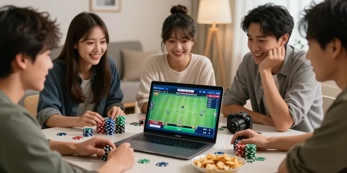 Friends enjoying a betting game on a trusted 토토사이트 in a cozy setting.
