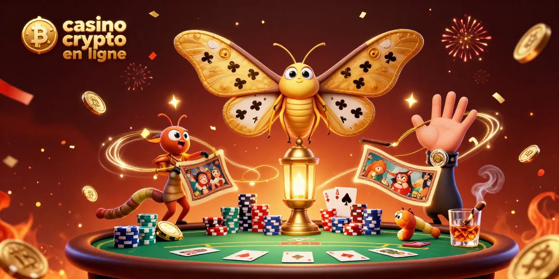 Jouez au casino crypto en ligne avec des pièces de Bitcoin et Ethereum dans une scène animée captivante.