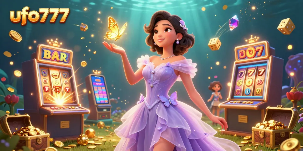 Experience thrilling jackpots at ufo777 with golden butterflies and vibrant casino elements.