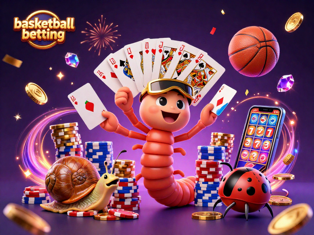 Bettors enjoy basketball betting amid celebration and vibrant casino elements in an exciting scene.