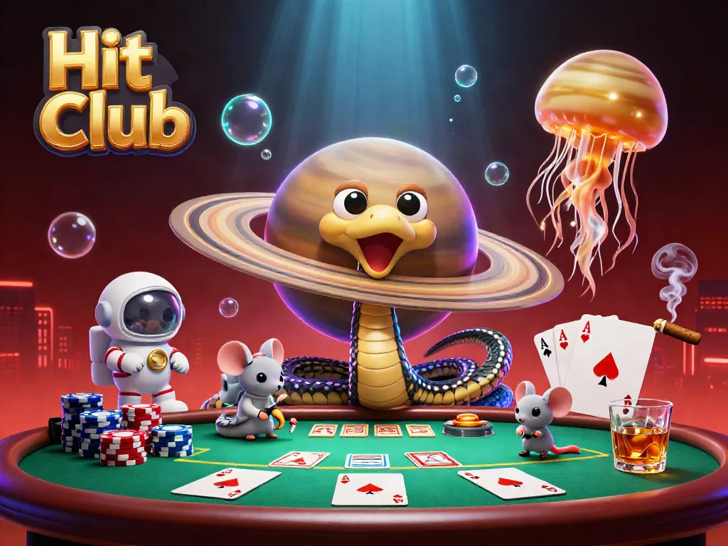 Engage in thrilling bets at Hit Club with vibrant characters and casino elements.