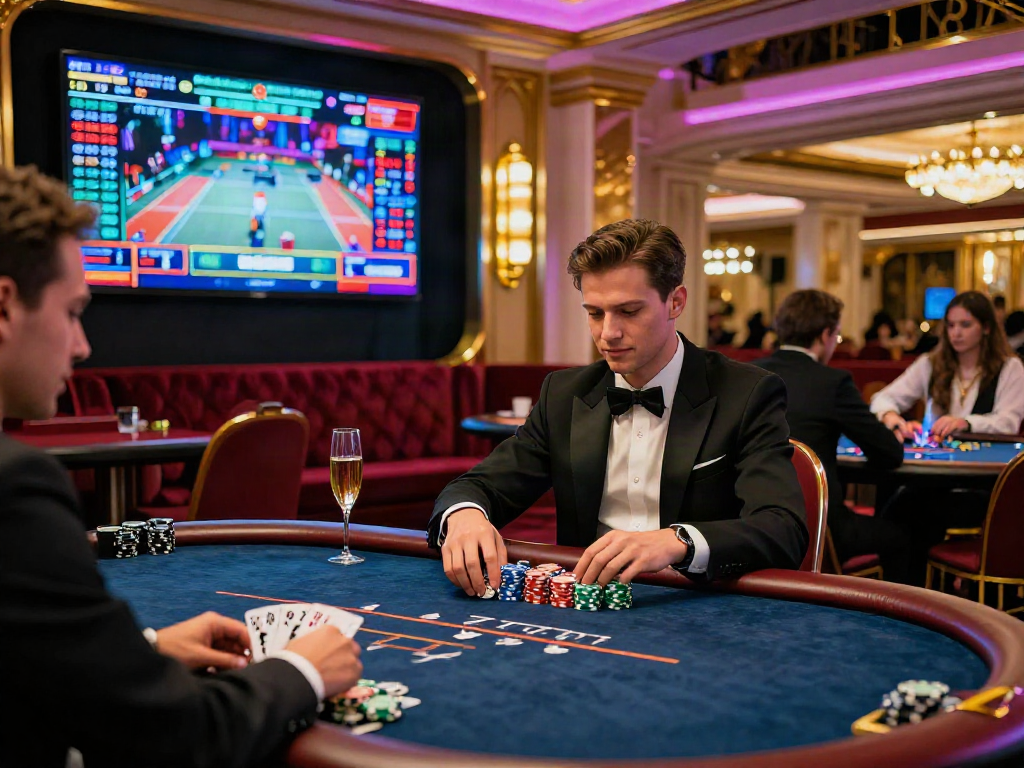 Pengalaman mewah di luxury12 dengan pemain poker dan suasana kasino yang glamor.