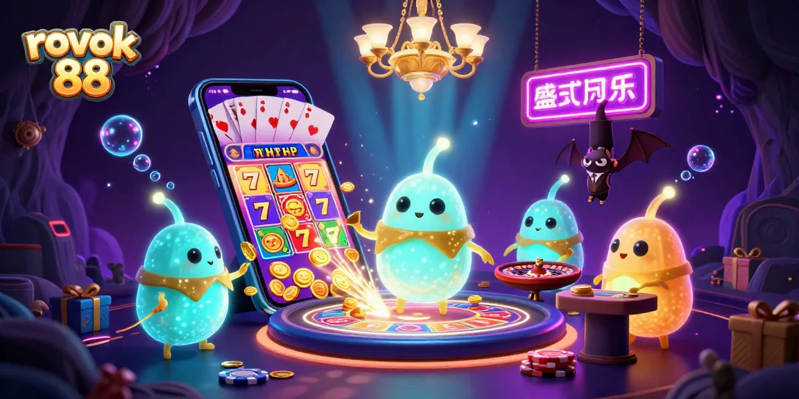 rokok 88 illuminates a lively casino scene with glowworms and a bat dealer, showcasing engaging gameplay.