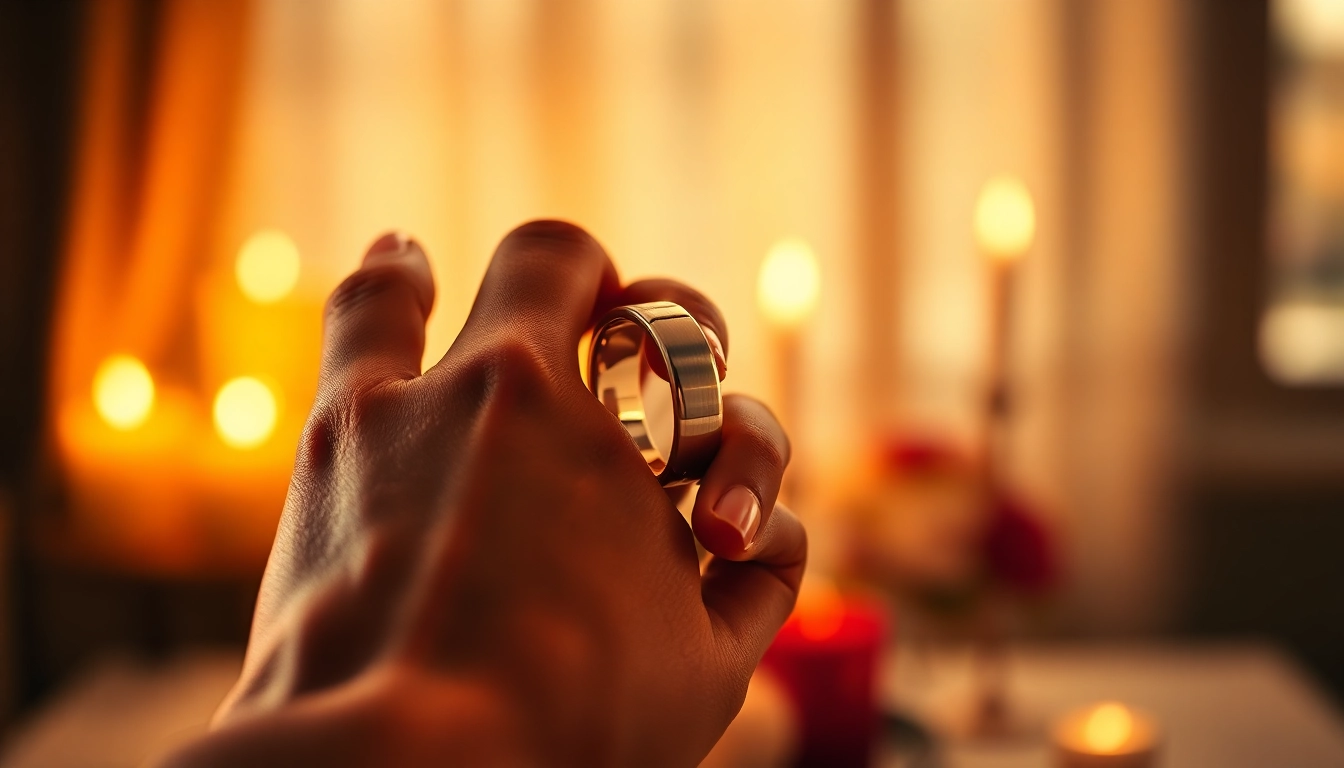Showcase stunning tungsten wedding bands in a romantic candlelit atmosphere emphasizing luxury.