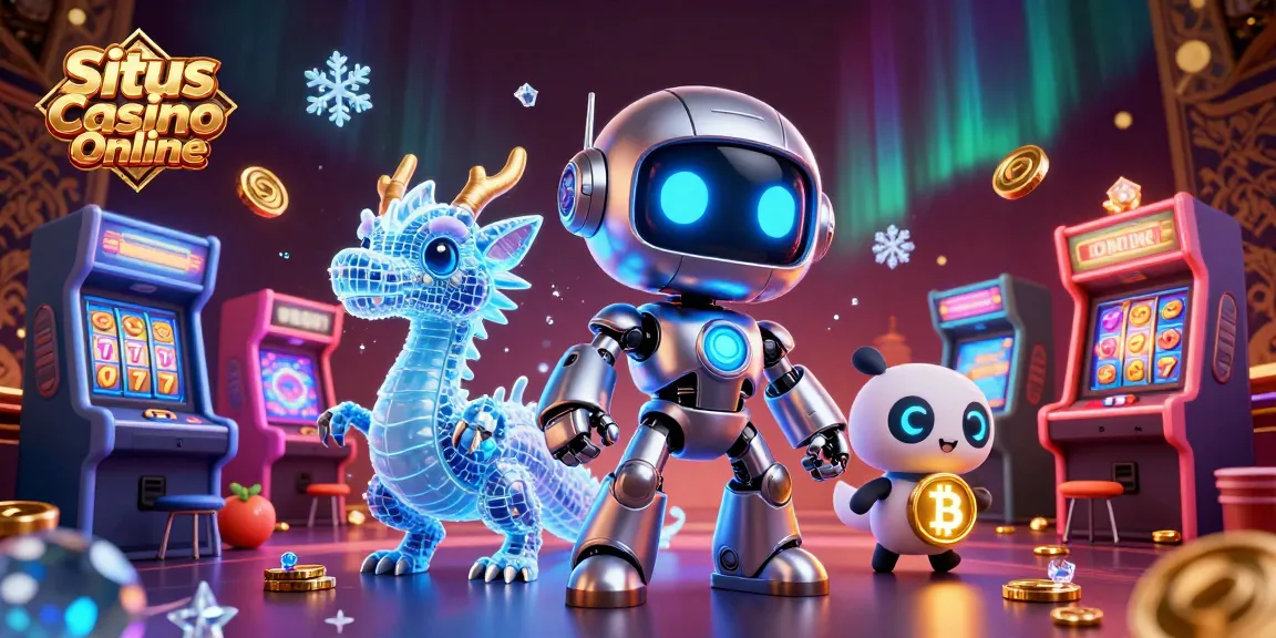 Spin to win at Situs Casino Online with vibrant 3D illustrations showcasing exciting gaming elements.
