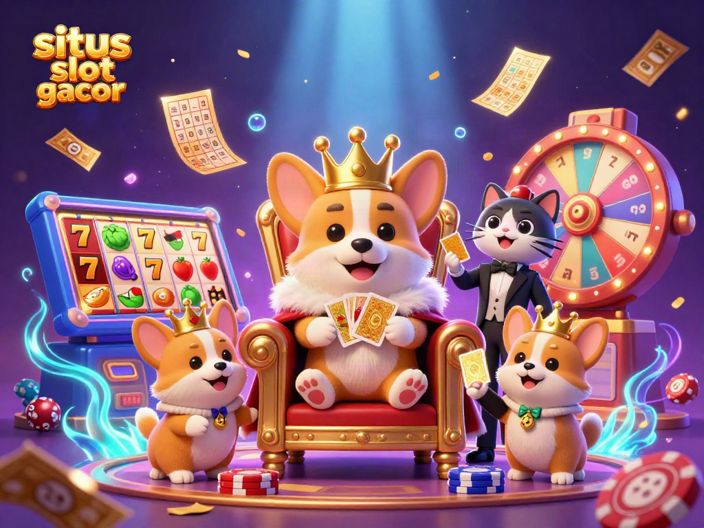 Engage with situs slot gacor to win big in a vibrant 3D casino scene filled with excitement.