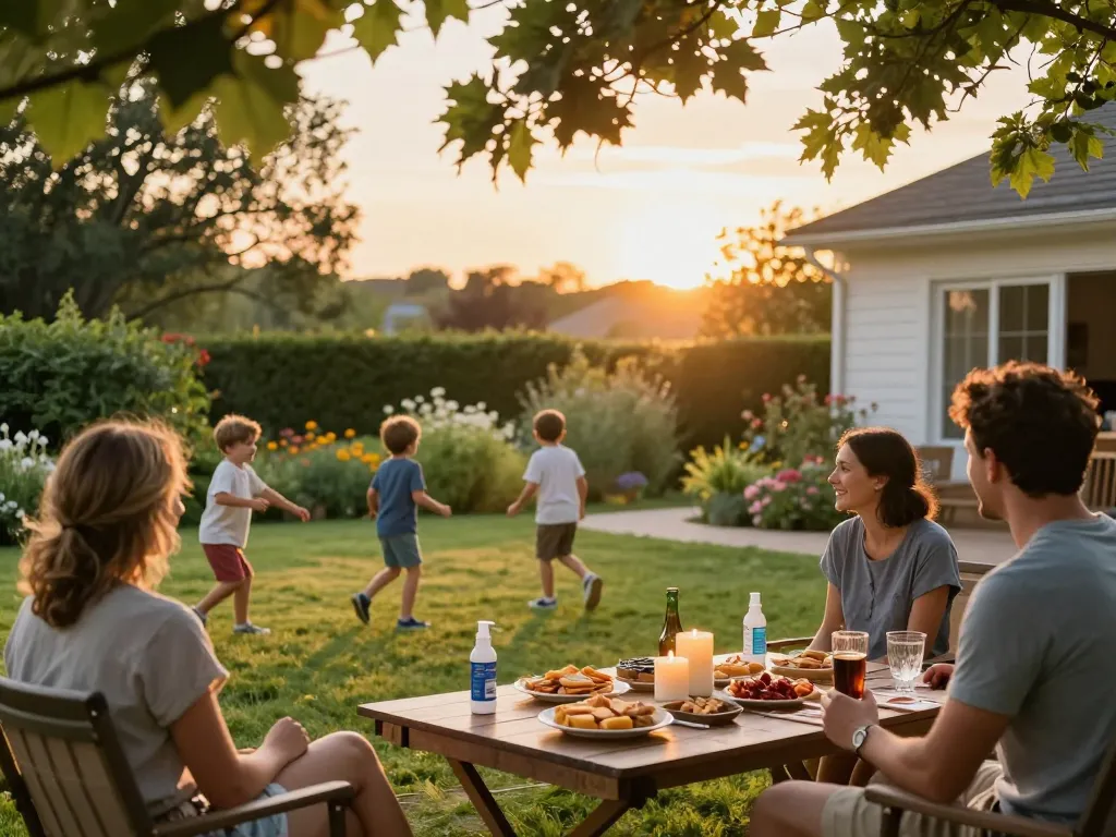 Family enjoying outdoor gathering with effective mosquito repellent products for protection.