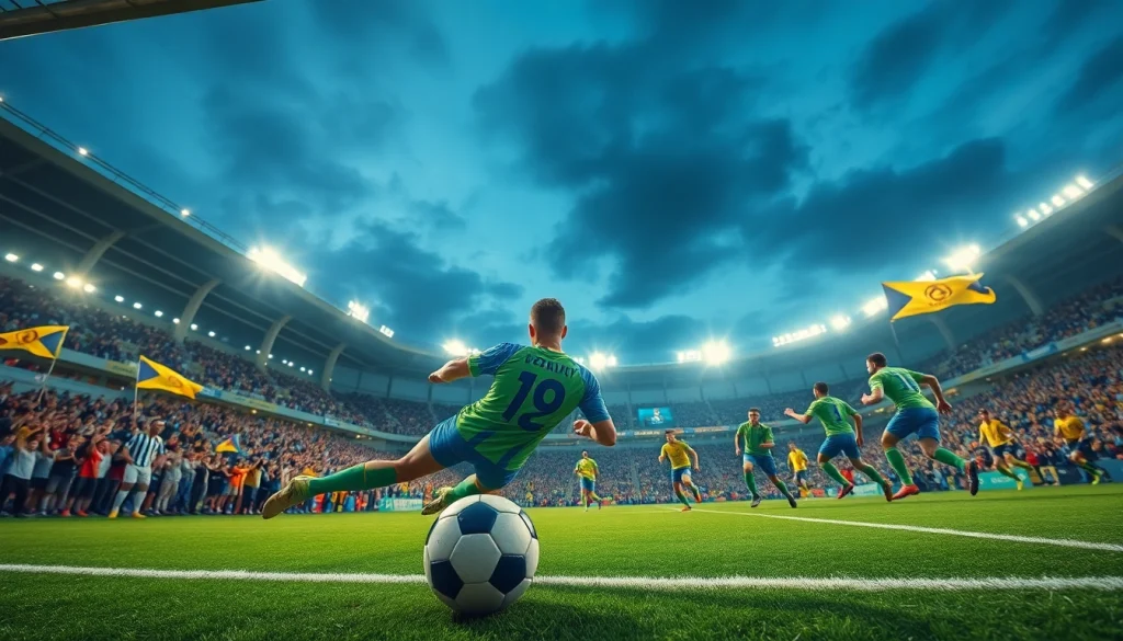 해외축구중계 중에 골키퍼가 멋진 세이브를 하는 축구 경기 장면