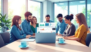 Analyzing data and engagement metrics for the best smm panel in a bright office environment.