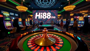 Experience the excitement of online gambling with Hi88 me featuring vibrant slot machines and poker games.