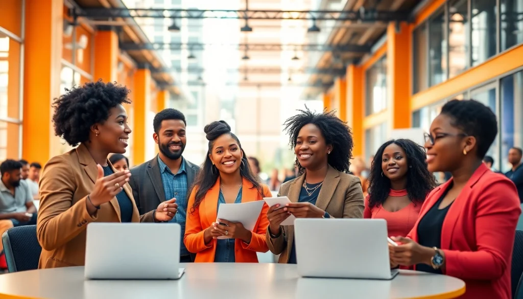 Presenting innovative business ideas in Bet on Black conference setting with diverse entrepreneurs.