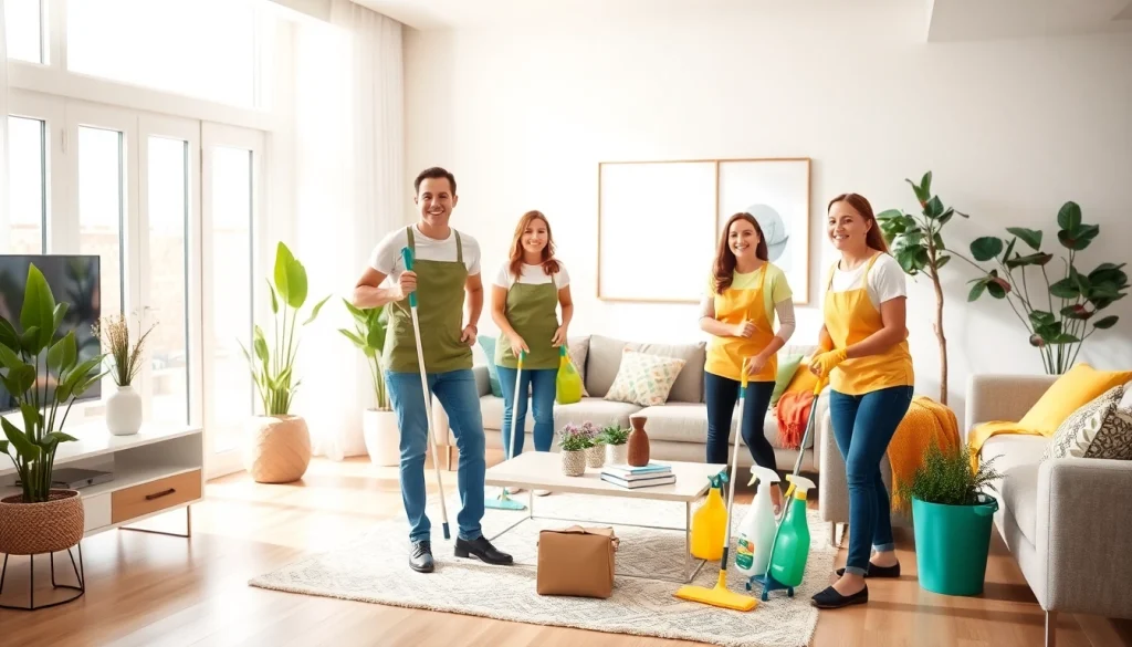 Cleaners from a Cleaning Service ensuring a spotless, welcoming living area.
