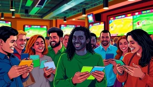 Engaged group participating in sports betting at best sports betting sites India, showcasing excitement and competition.