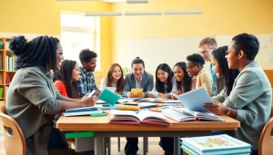 Students actively participating in an Education setting, showcasing teamwork and learning.