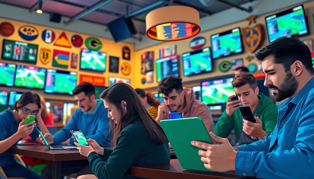 Betting community engaged with best sports betting sites India using multiple devices for analysis.