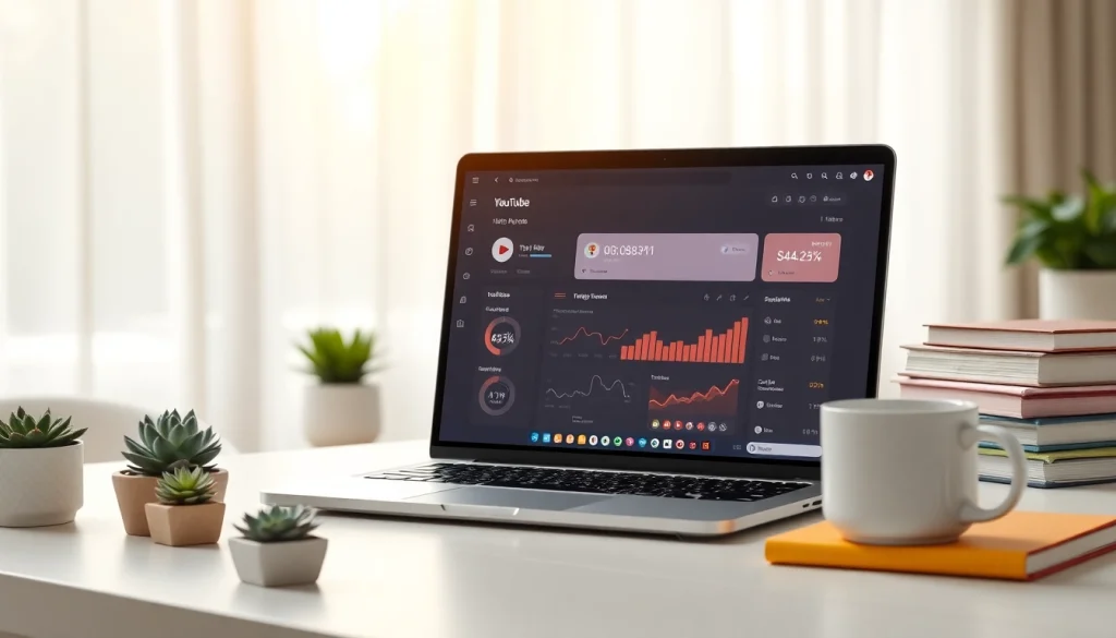 Utilize a YouTube SMM panel for managing video growth in a modern office setup.